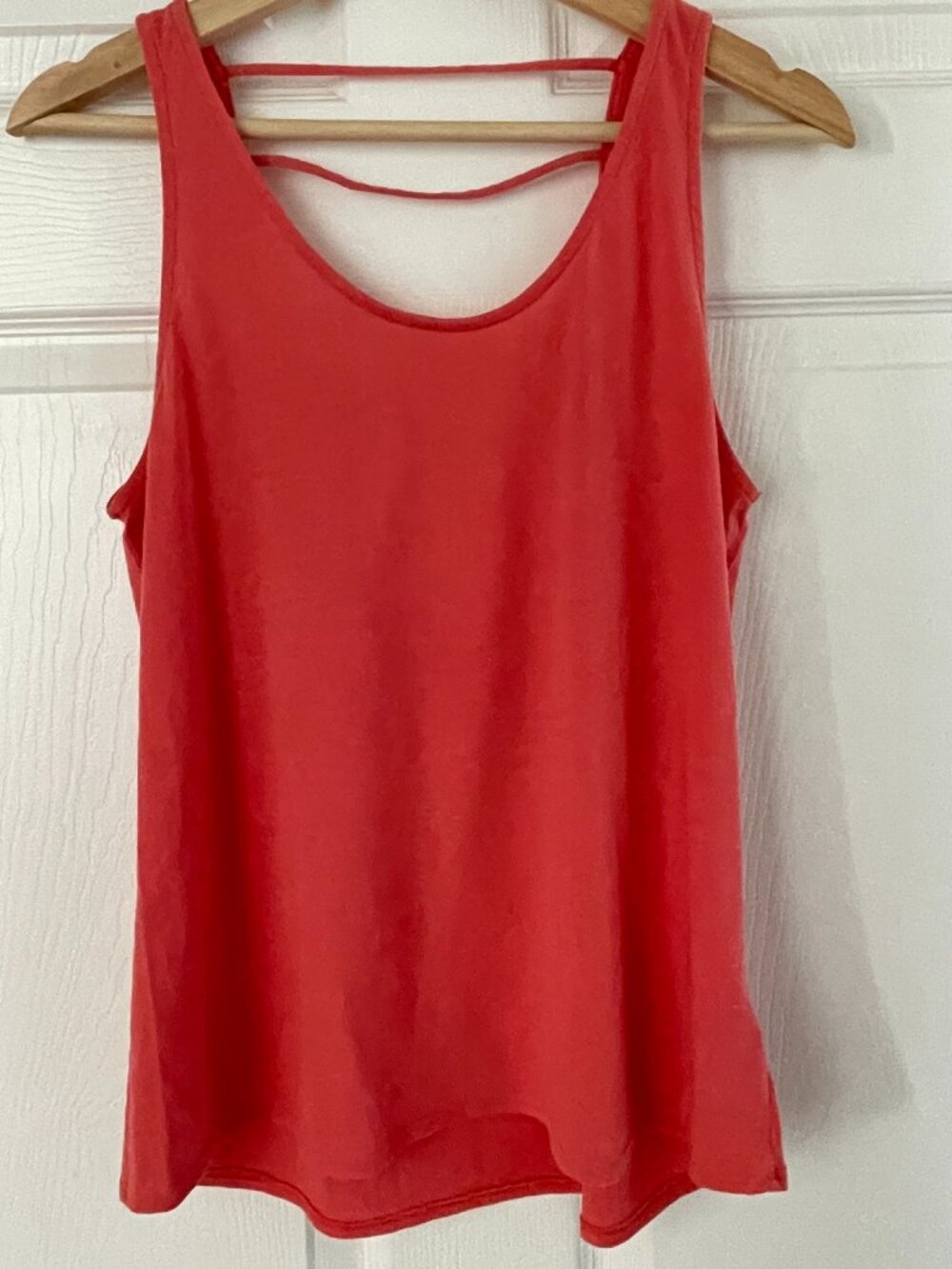 Prana Womens Coral Pink Slub Knit Open Strappy Tank Top Small Athleisure Yoga